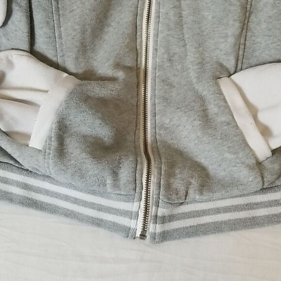 Dots Gray & White Varsity Full Front Zip Jacket Size XL - Picture 6 of 7